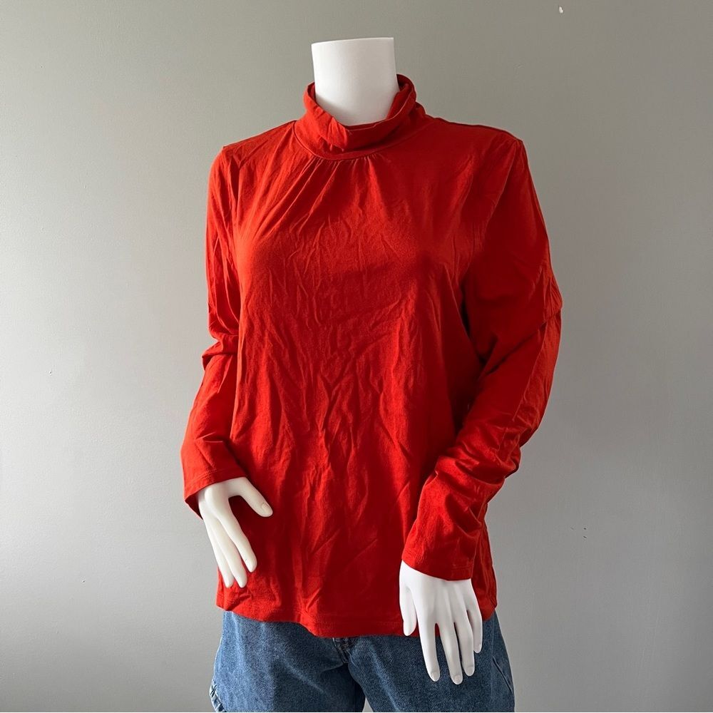 Talbots Red Long Sleeve Turtleneck Shirt Cotton Blend Size XL